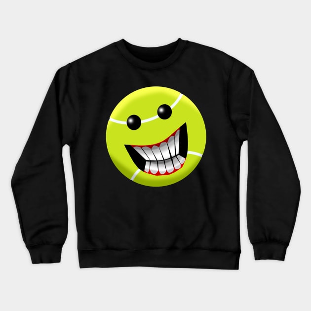 Happy Tennis Ball Crewneck Sweatshirt by Wickedcartoons